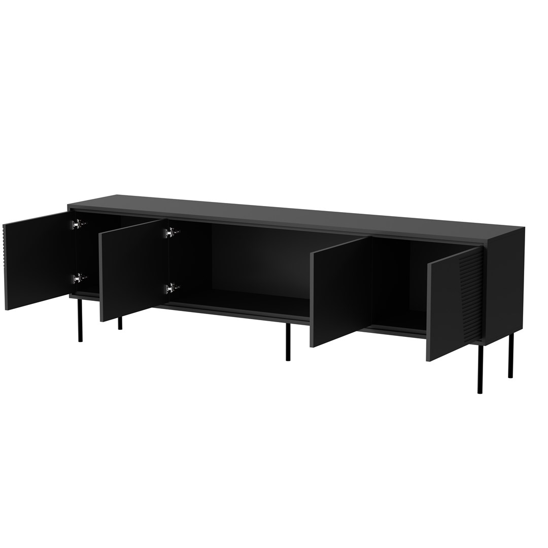 RTV cabinet ABI 4D 200x38x62 black matt RTV cabinet ABI 4D 200x38x62 black matt