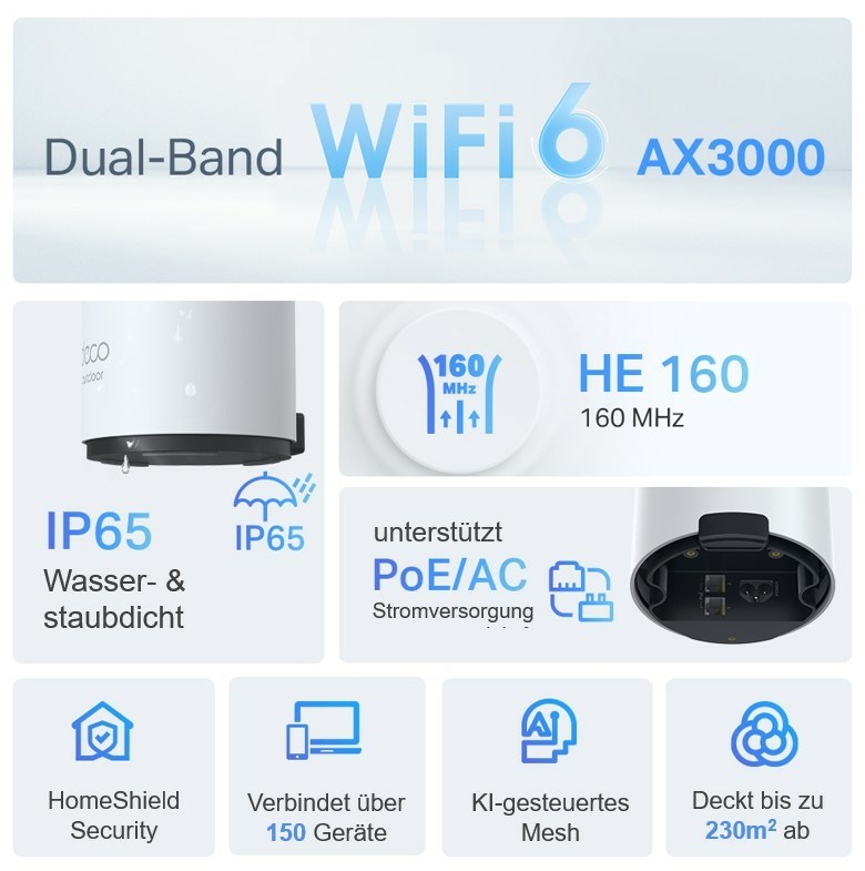 TP-Link AX3000 Outdoor / Indoor Whole Home Mesh WiFi 6 Unit TP-Link AX3000 Outdoor / Indoor Whole Home Mesh WiFi 6 Unit