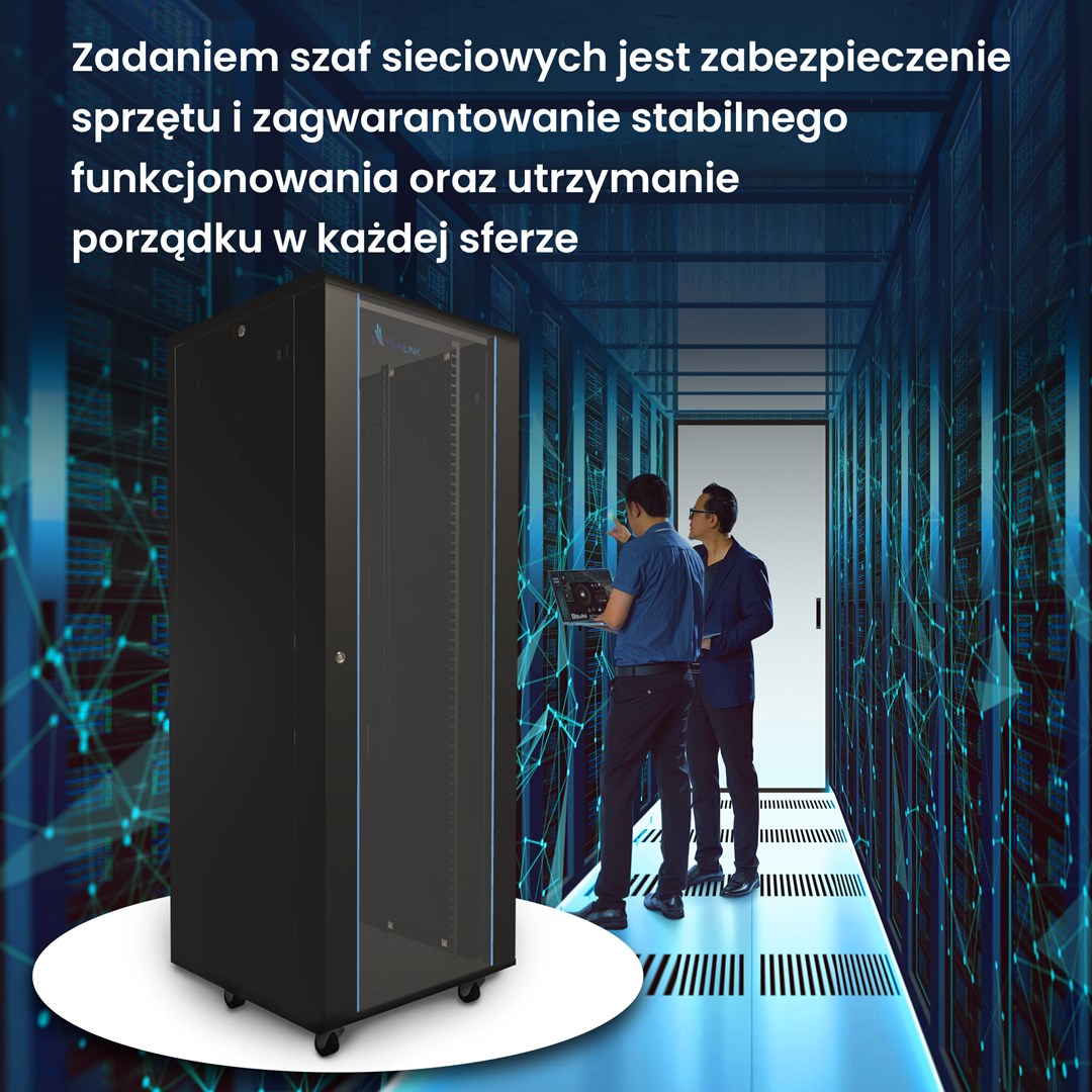 Extralink Rackmount cabinet 37U 800x800 Black standing Extralink Rackmount cabinet 37U 800x800 Black standing
