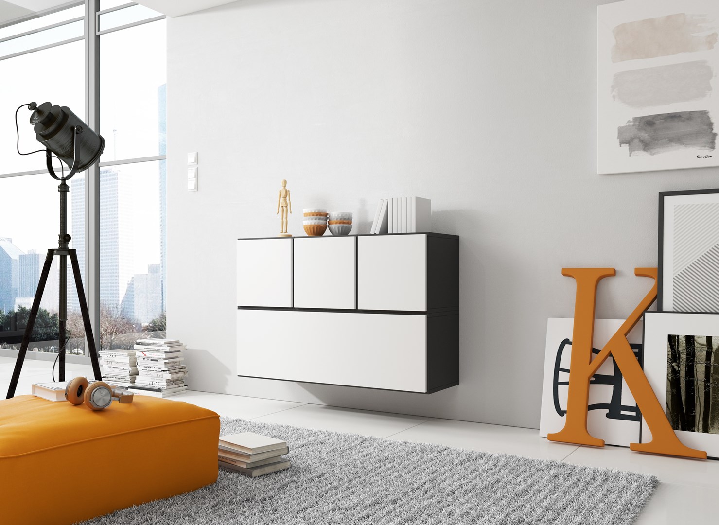 Cama living room furniture set ROCO 13 (RO1 + 3xRO5) black/black/white Cama living room furniture set ROCO 13 (RO1 + 3xRO5) black/black/white