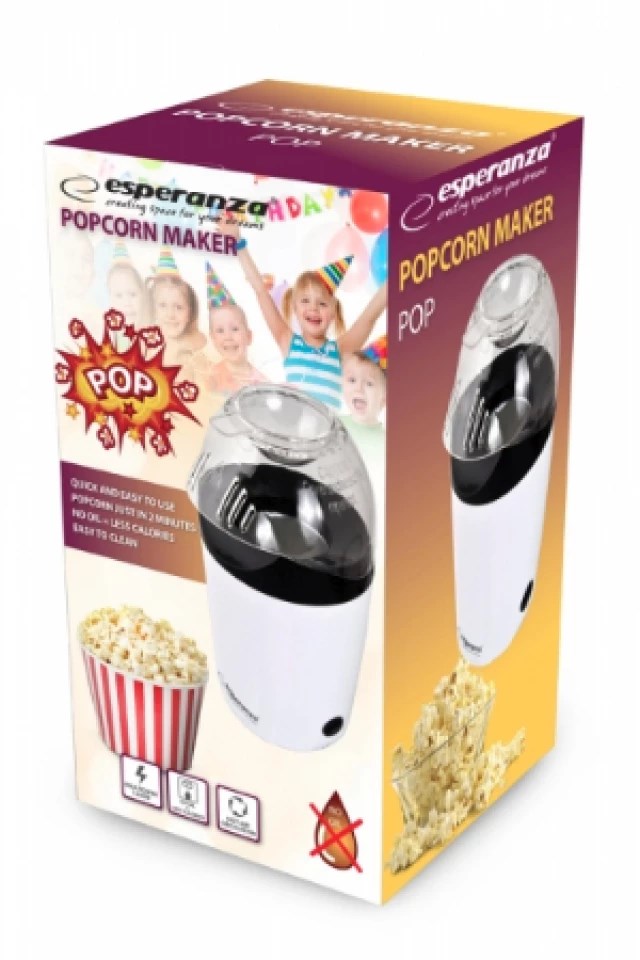 Esperanza EKP006 popcorn popper Black, White 0.27 L 2 min 1200 W Esperanza EKP006 popcorn popper Black, White 0.27 L 2 min 1200 W