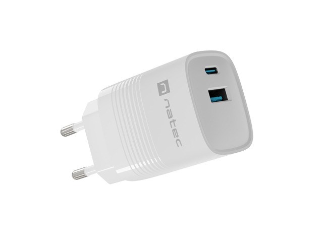 NATEC RIBERA GAN CHARGER 1X USB-A + 1X USB-C 30W WHITE NATEC RIBERA GAN CHARGER 1X USB-A + 1X USB-C 30W WHITE