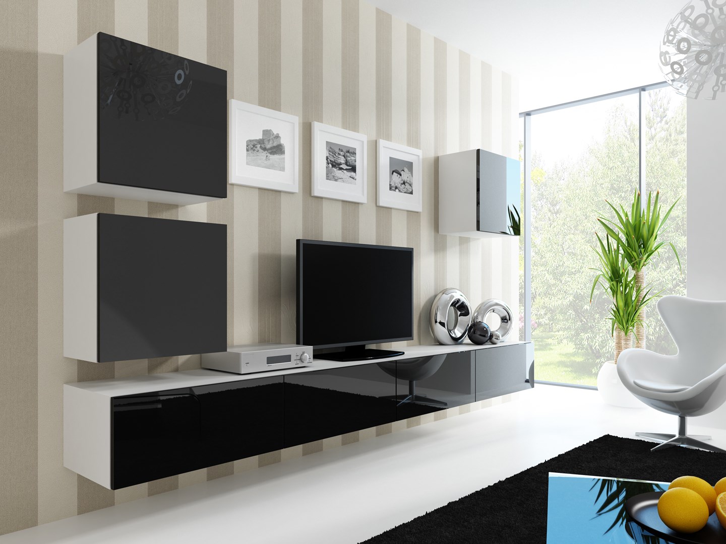 Cama TV Stand VIGO '180' 30/180/40 white/black gloss Cama TV Stand VIGO '180' 30/180/40 white/black gloss