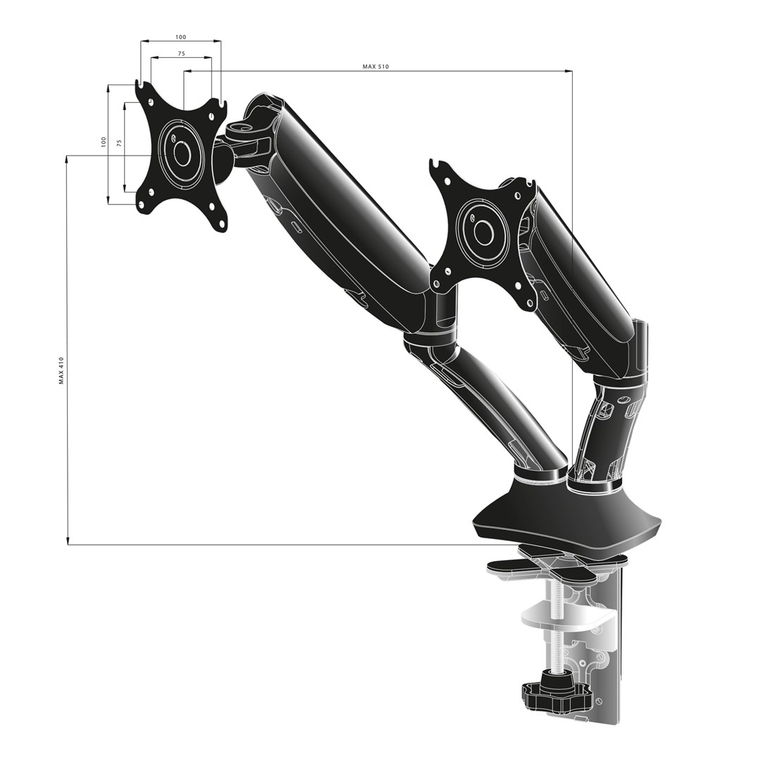 iiyama Sleek and stylish dual gas spring arm iiyama Sleek and stylish dual gas spring arm