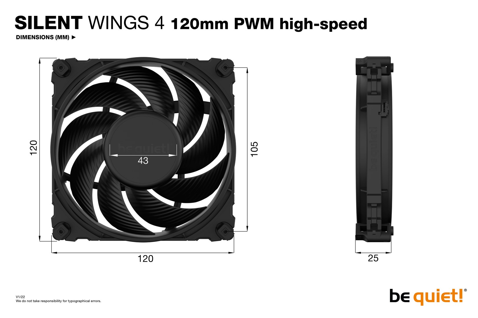 be quiet! SILENT WINGS 4 | 120mm PWM high-speed Computer case Fan 12 cm Black 1 pc(s) be quiet! SILENT WINGS 4 | 120mm PWM high-speed Computer case Fan 12 cm Black 1 pc(s)