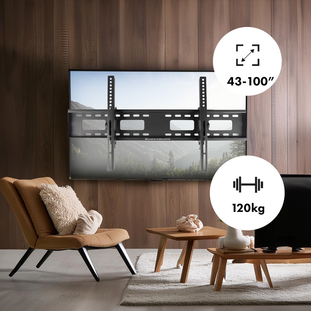 Maclean MC-422 TV Wall Mount Heavy Duty 43"-100" max VESA 800x400 120kg Tilting +/-15° Bracket Holder Hanger with Spirit Level Accessories Maclean MC-422 TV Wall Mount Heavy Duty 43"-100" max VESA 800x400 120kg Tilting +/-15° Bracket Holder Hanger with Spirit Level Accessories
