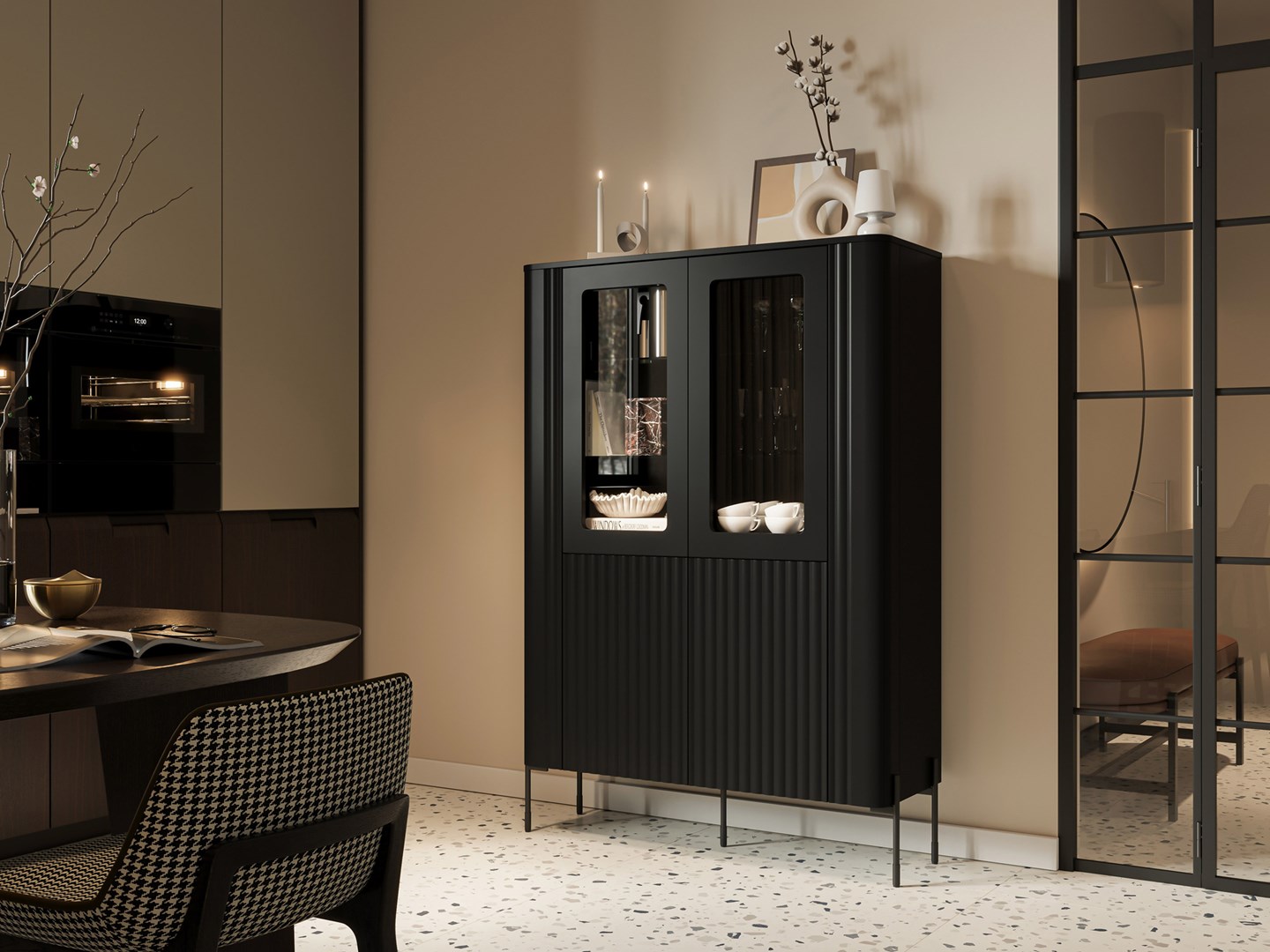 Cama VERA display cabinet 110x40x160 matt black Cama VERA display cabinet 110x40x160 matt black