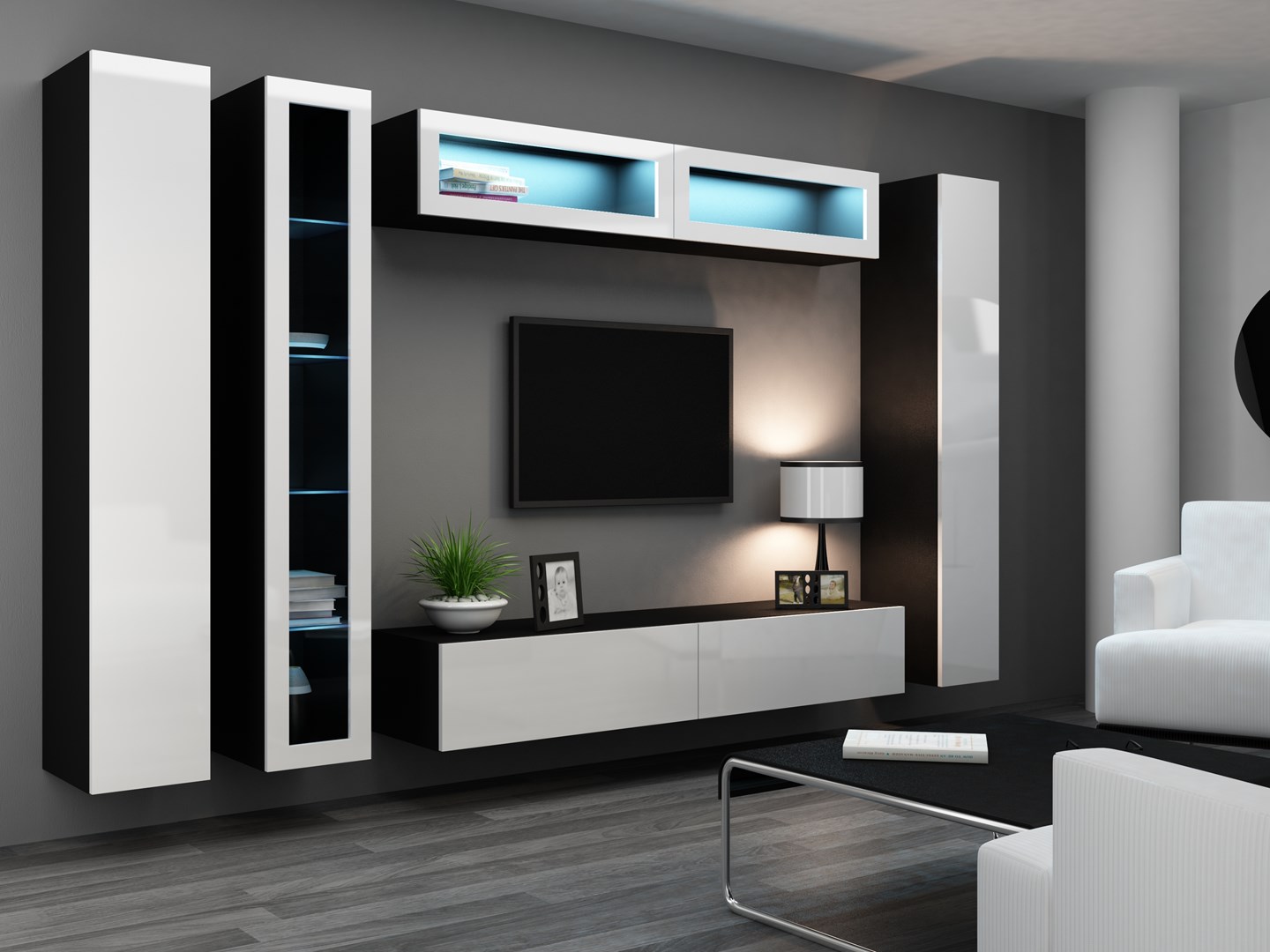 Cama Full cabinet VIGO '180' 180/40/30 white/black gloss Cama Full cabinet VIGO '180' 180/40/30 white/black gloss