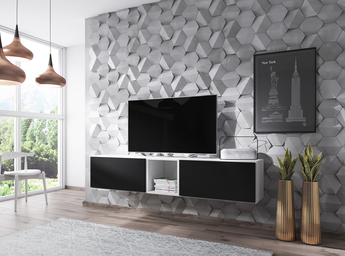 Cama living room furniture set ROCO 10 (2xRO3 + RO6) white/white/black Cama living room furniture set ROCO 10 (2xRO3 + RO6) white/white/black