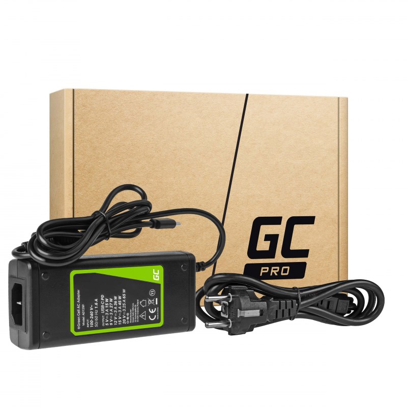 Green Cell AD134P USB-C charger AC adapter 65W for notebook tablet smartphone Green Cell AD134P USB-C charger AC adapter 65W for notebook tablet smartphone