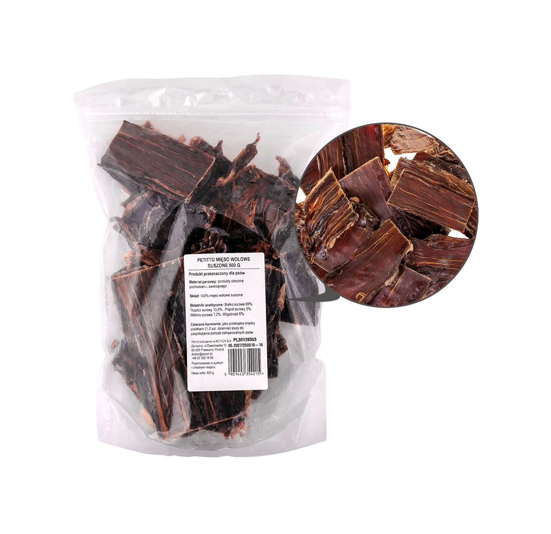 PETITTO Dried beef - dog treat - 500g PETITTO Dried beef - dog treat - 500g