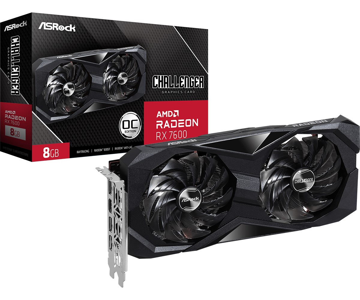 Asrock Challenger 90-GA41ZZ-00UANF graphics card AMD Radeon RX 7600 8 GB GDDR6 Asrock Challenger 90-GA41ZZ-00UANF graphics card AMD Radeon RX 7600 8 GB GDDR6
