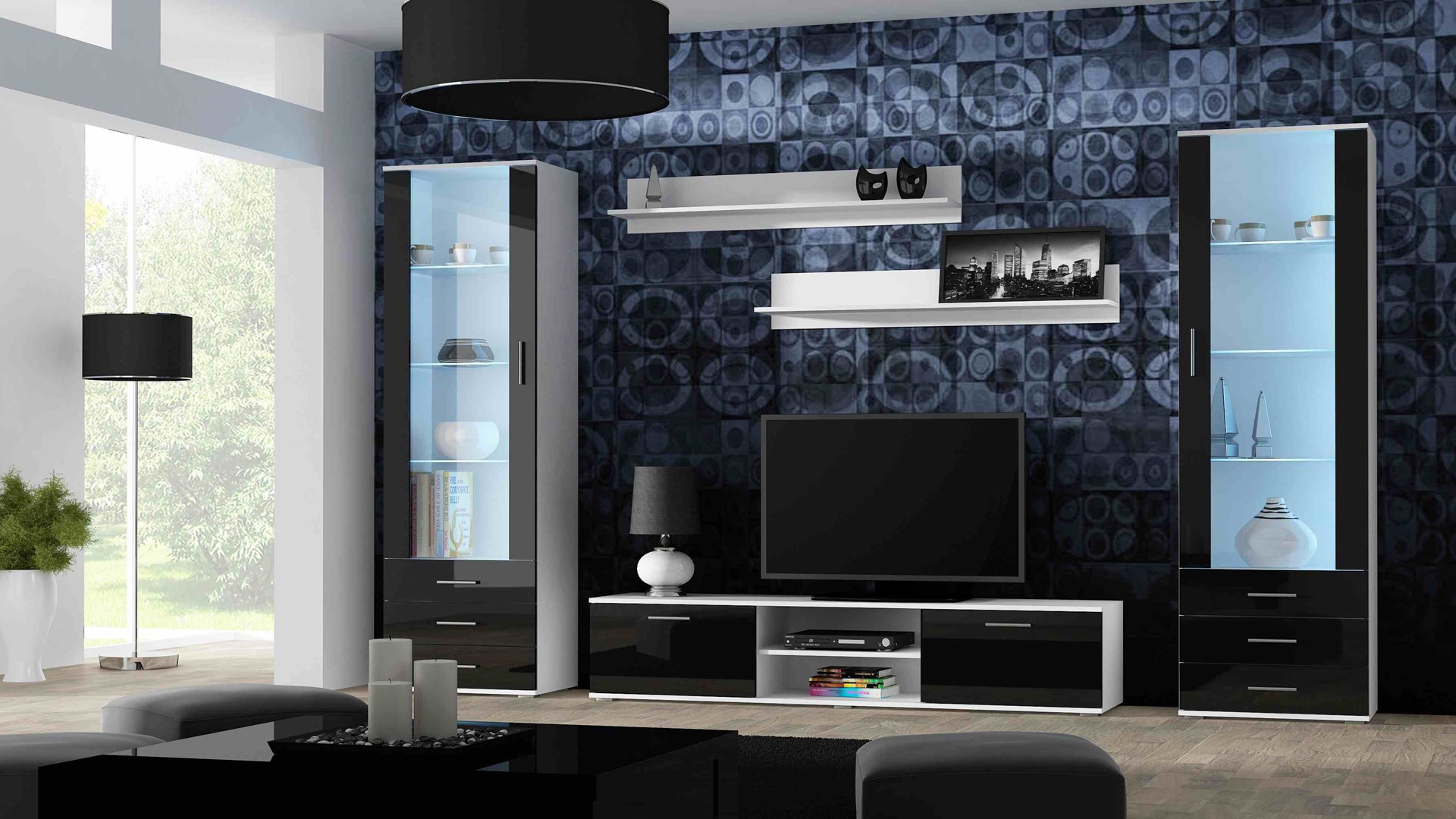 Cama display cabinet SOHO S1 white/black gloss Cama display cabinet SOHO S1 white/black gloss