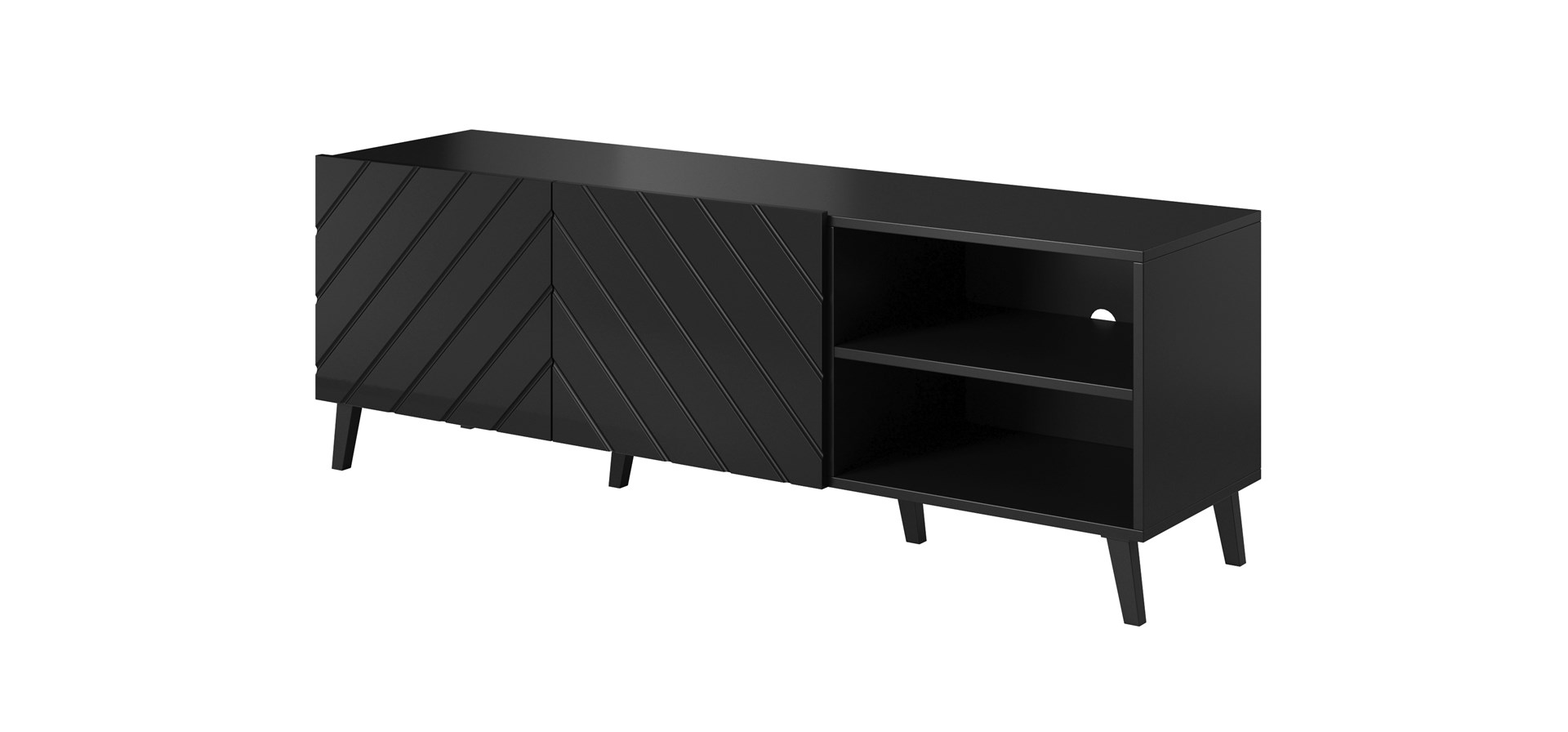 RTV cabinet ABETO 150x42x52 black glossy RTV cabinet ABETO 150x42x52 black glossy