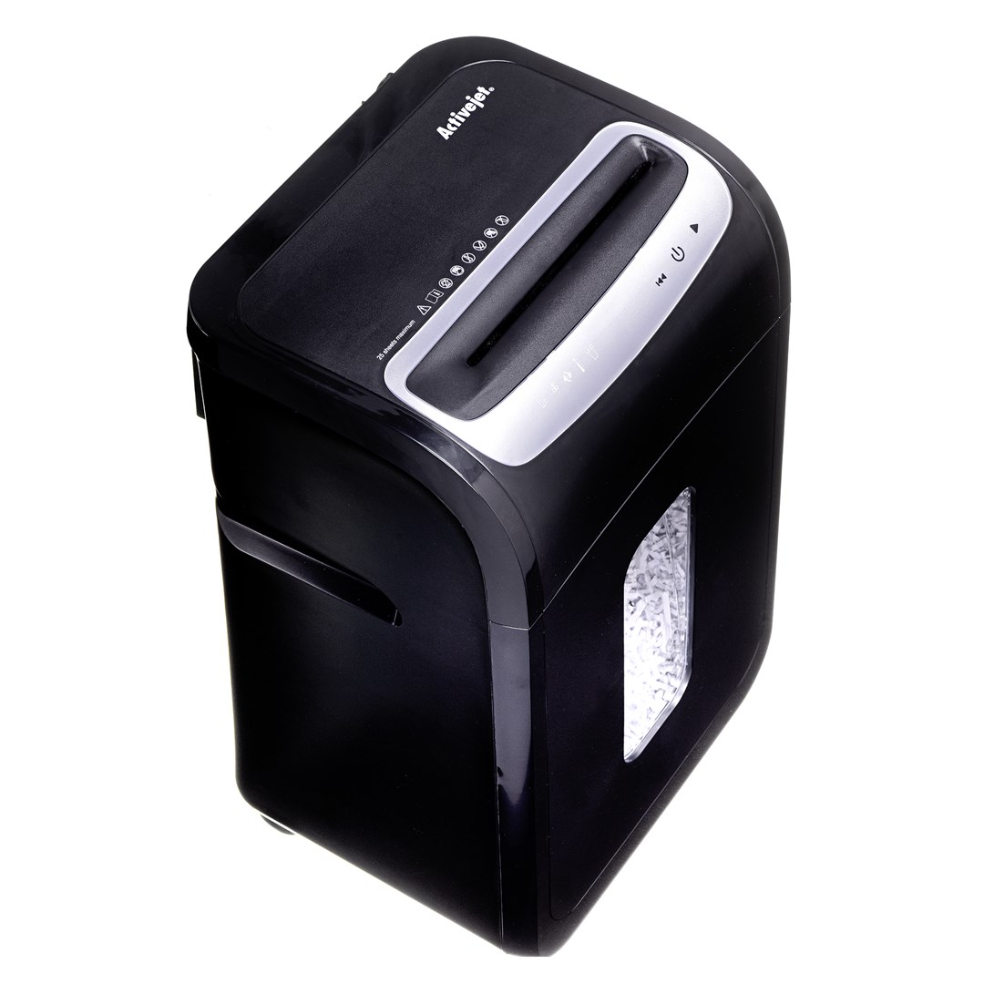 Shredder Activejet ASH-2502C, P-4, 28 l, shreds 4x40 mm, black Shredder Activejet ASH-2502C, P-4, 28 l, shreds 4x40 mm, black