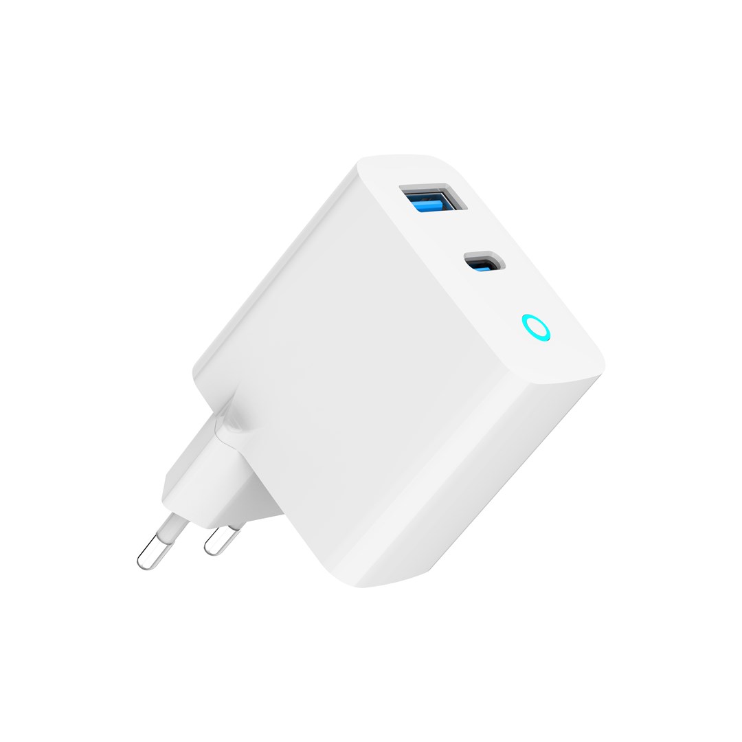 Gembird 2 Port 30W GaN USB fast charger LED white TA-UC-PDQC30L-W-01 Gembird 2 Port 30W GaN USB fast charger LED white TA-UC-PDQC30L-W-01