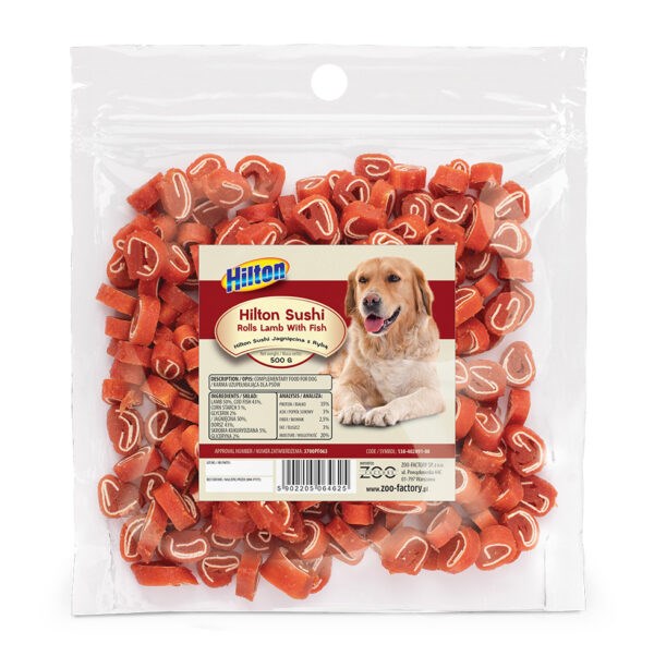 HILTON Sushi Rolls lamb with fish - Dog treat - 500 g HILTON Sushi Rolls lamb with fish - Dog treat - 500 g
