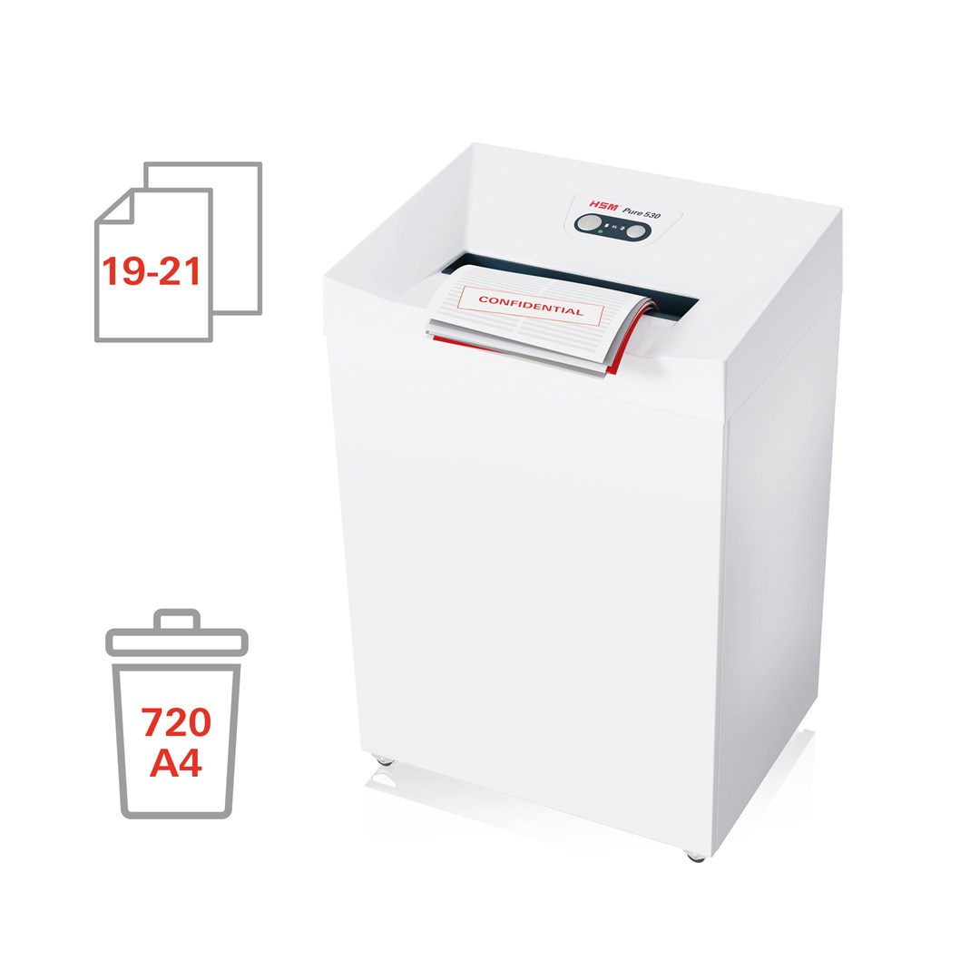 HSM Pure 530 shredder, 80 l, 3,9 mm HSM Pure 530 shredder, 80 l, 3,9 mm