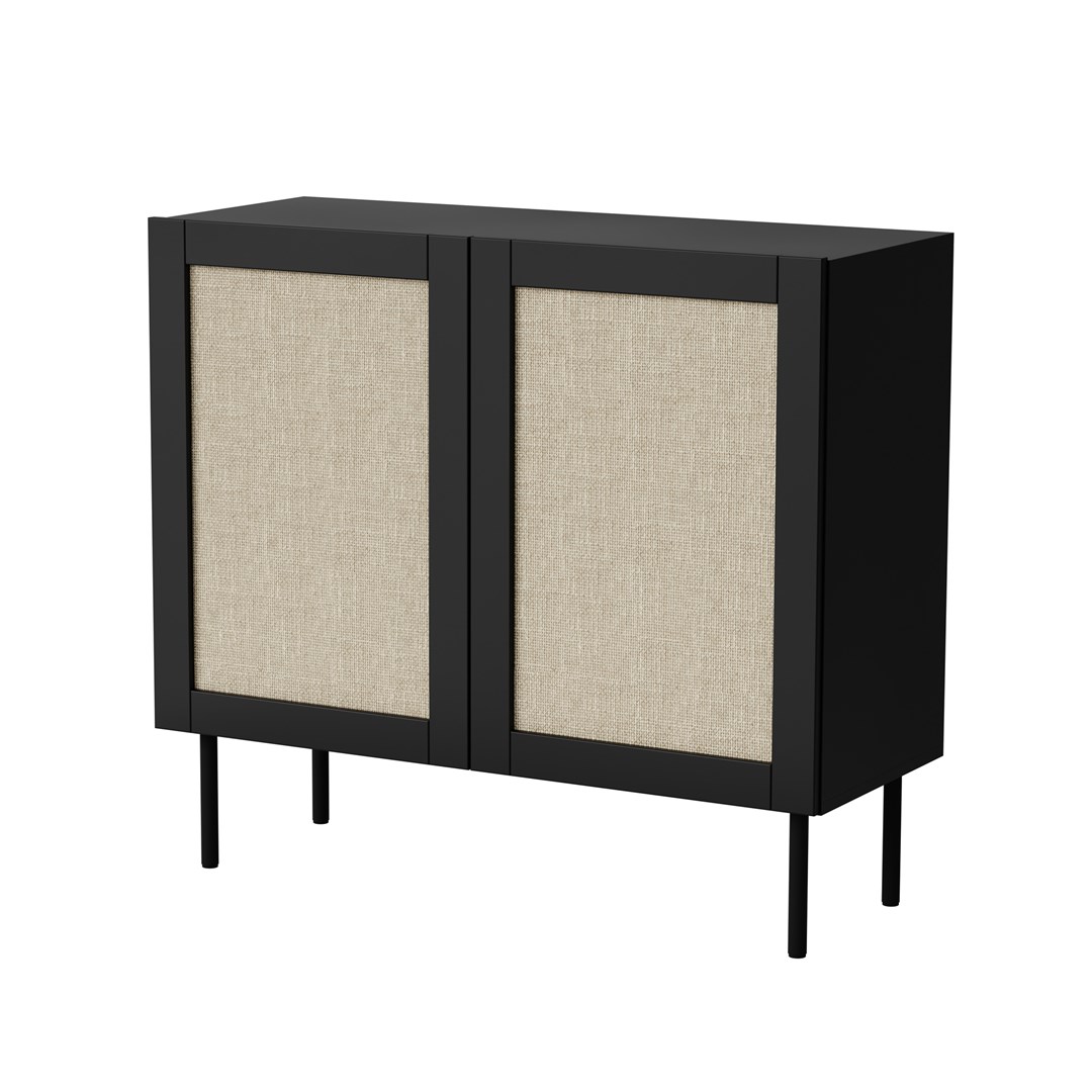 JUTA 2D chest of drawers 100x39.5x90 black + linol calabria JUTA 2D chest of drawers 100x39.5x90 black + linol calabria