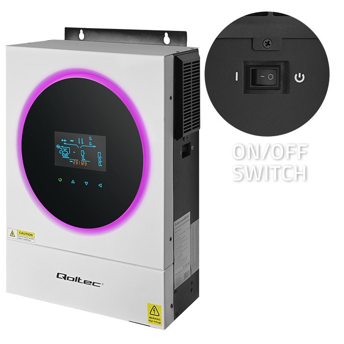 Qoltec 53873 Hybrid Solar Inverter Off-Grid 6kVA | 6kW | 120A | MPPT | LCD | Wi-Fi | BMS | Sinus Qoltec 53873 Hybrid Solar Inverter Off-Grid 6kVA | 6kW | 120A | MPPT | LCD | Wi-Fi | BMS | Sinus