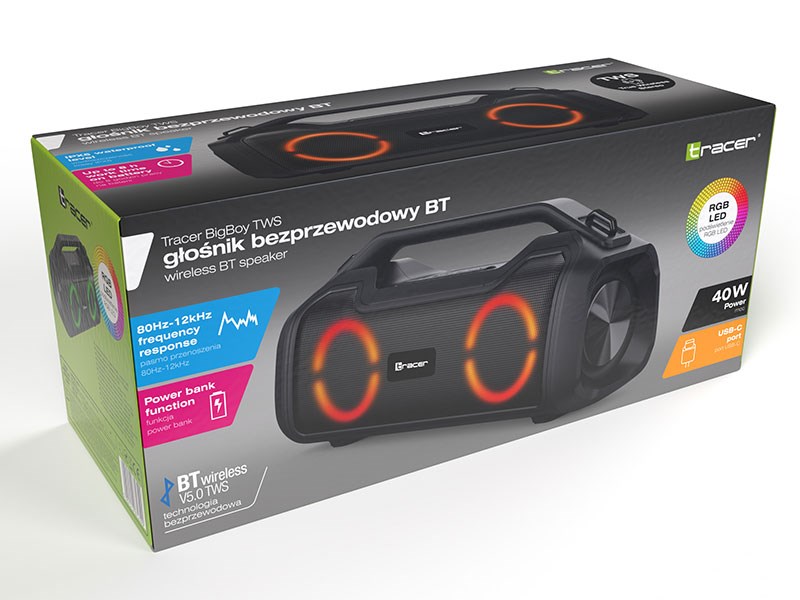 Tracer speakers BigBoy TWS 40W bluetooth black TRAGLO47343 Tracer speakers BigBoy TWS 40W bluetooth black TRAGLO47343