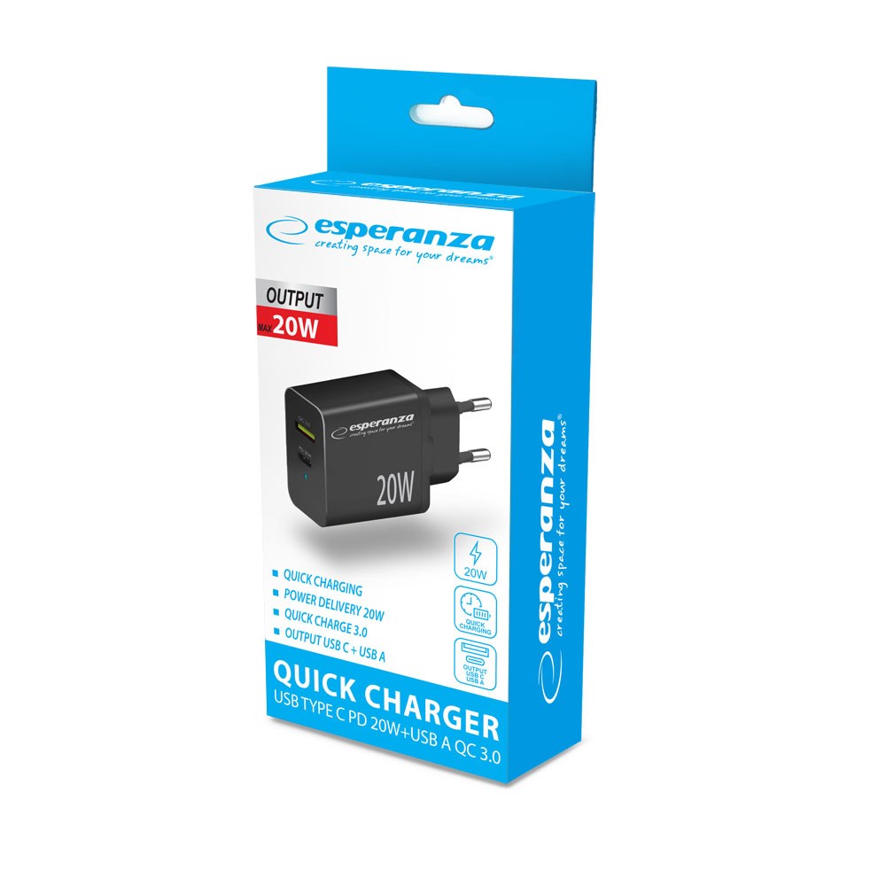 Esperanza EZC105K mains charger 20W Black Esperanza EZC105K mains charger 20W Black