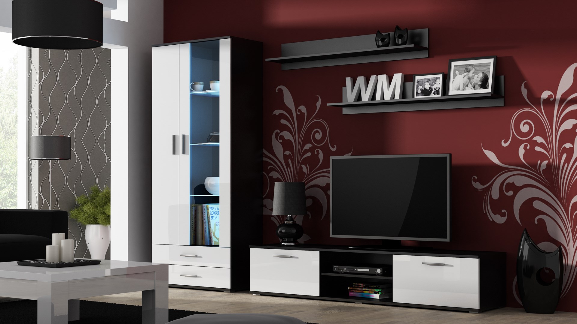 Cama TV stand SOHO 180 black/white gloss Cama TV stand SOHO 180 black/white gloss