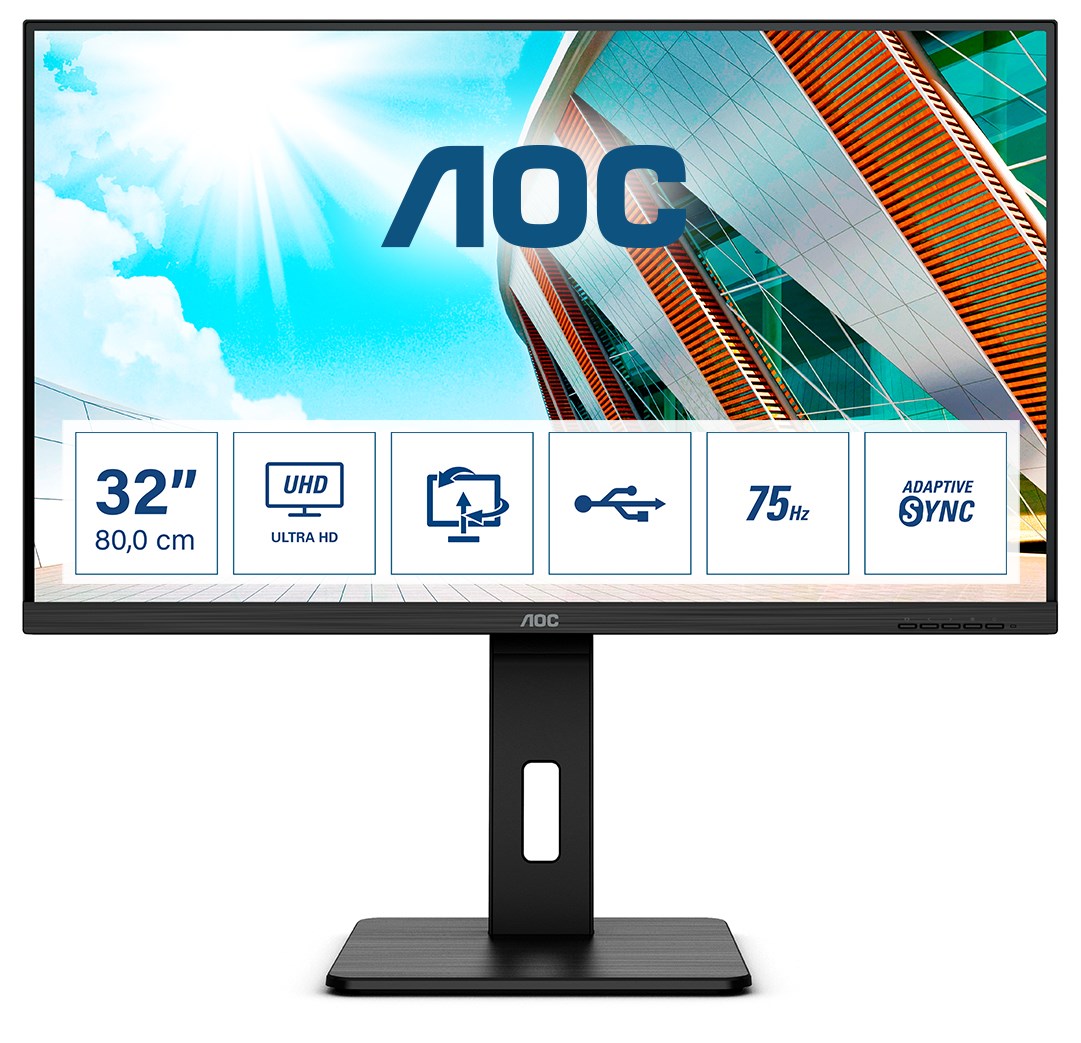 AOC P2 U32P2 computer monitor 80 cm (31.5") 3840 x 2160 pixels 4K Ultra HD LED Black AOC P2 U32P2 computer monitor 80 cm (31.5") 3840 x 2160 pixels 4K Ultra HD LED Black
