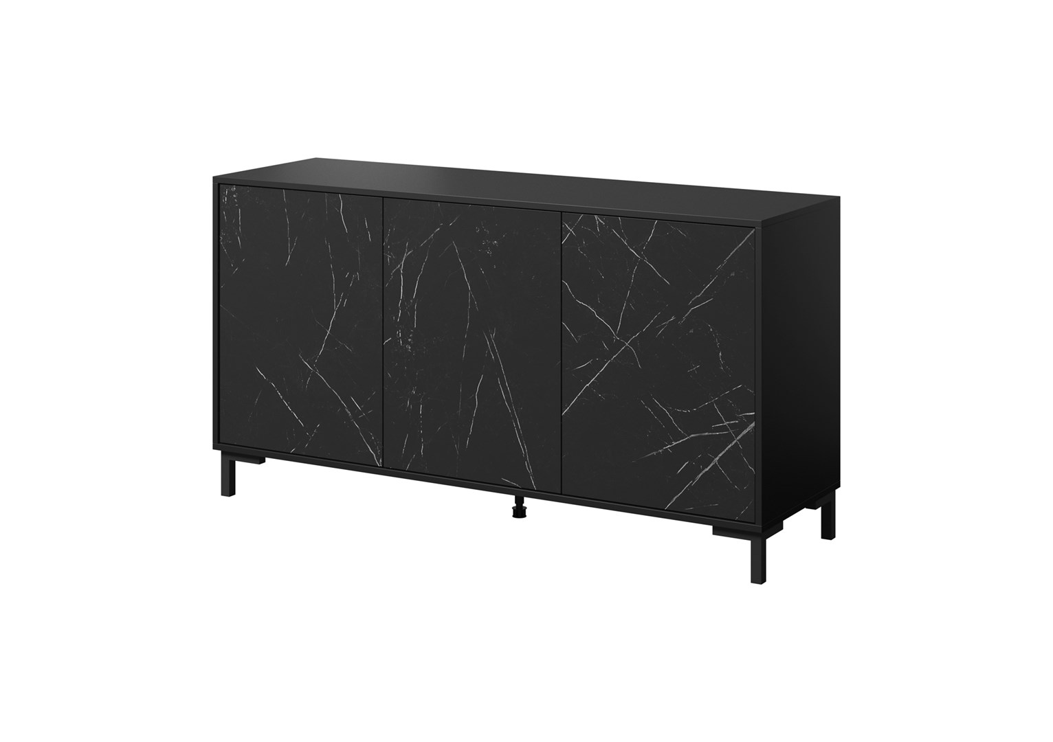 MARMO 3D chest of drawers 150x45x80.5 cm matte black/marble black MARMO 3D chest of drawers 150x45x80.5 cm matte black/marble black