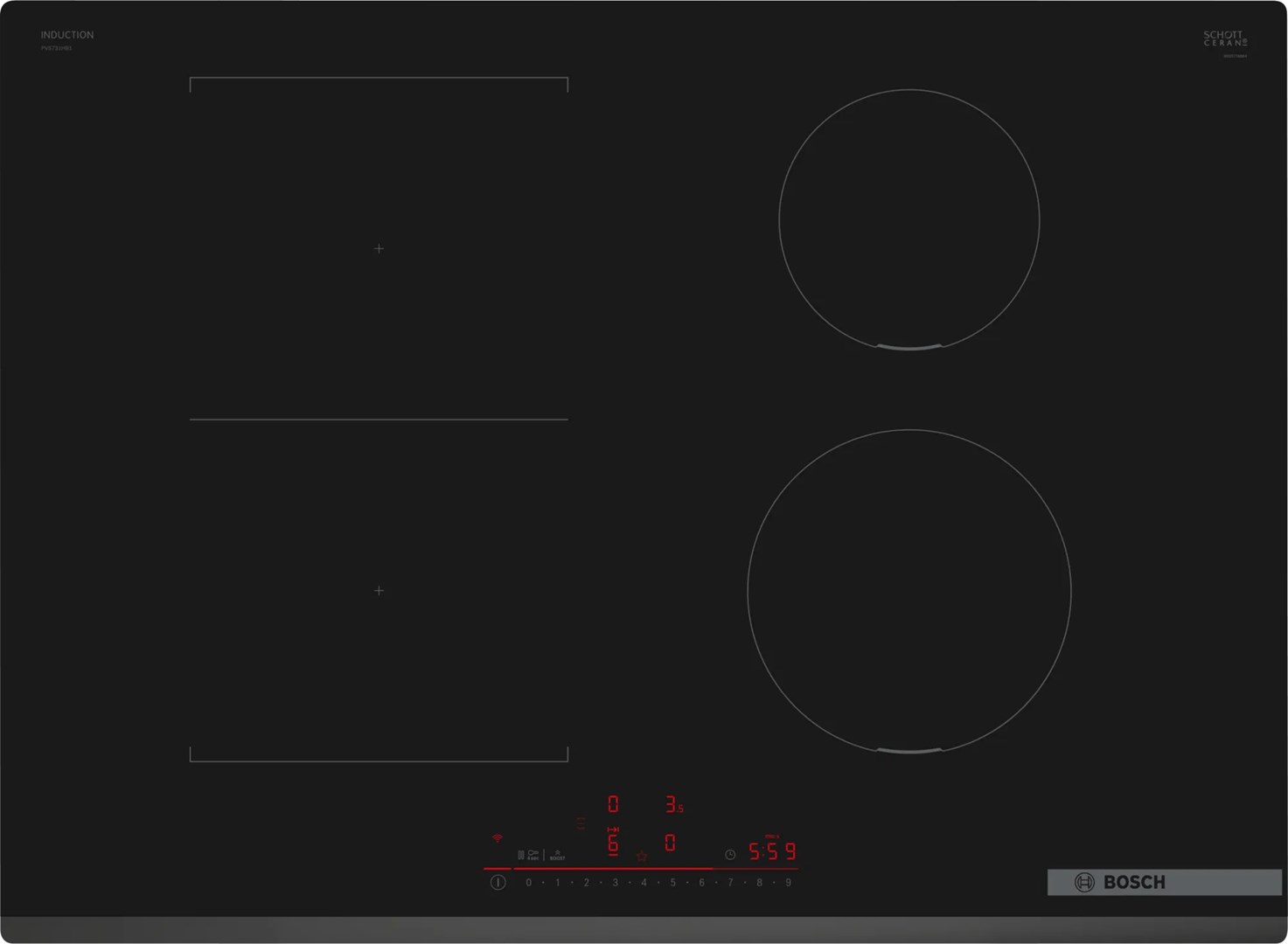 Bosch Serie 6 PVS731HB1E hob Black Built-in 70 cm Zone induction hob 4 zone(s) Bosch Serie 6 PVS731HB1E hob Black Built-in 70 cm Zone induction hob 4 zone(s)