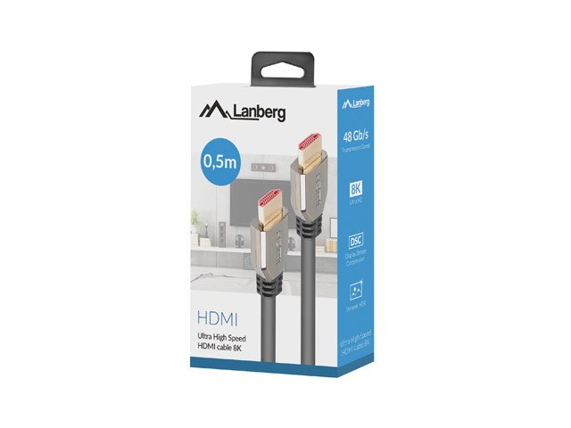 Lanberg CA-HDMI-30CU-0005-BK cable HDMI 0.5 m HDMI Type A (Standard) 8K 60Hz Lanberg CA-HDMI-30CU-0005-BK cable HDMI 0.5 m HDMI Type A (Standard) 8K 60Hz