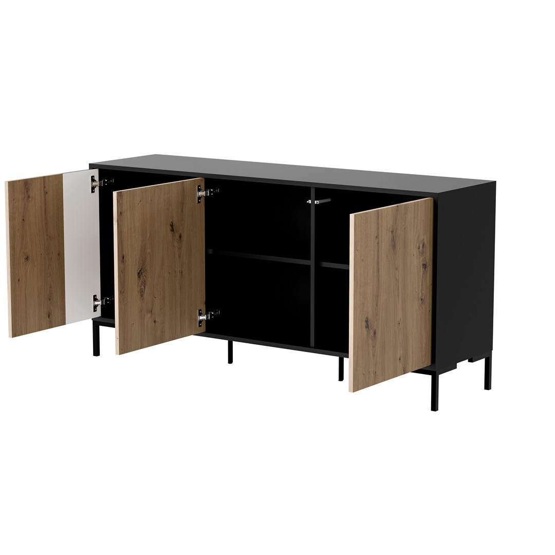Cama MERCI chest of drawers 151 x 40 x 74 cm black/artisan oak Cama MERCI chest of drawers 151 x 40 x 74 cm black/artisan oak
