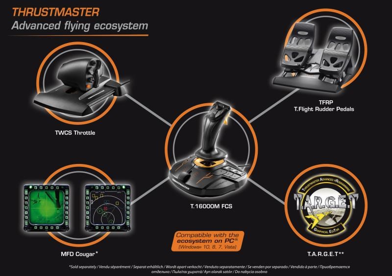 Thrustmaster T-16000M FCS Flight Pack Black USB Joystick Analogue / Digital MAC, PC Thrustmaster T-16000M FCS Flight Pack Black USB Joystick Analogue / Digital MAC, PC