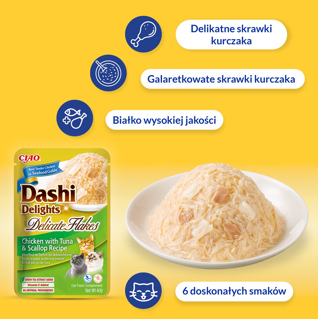 INABA CAT Dashi Delights Delicate Flakes Chicken with Cheese - cat treat - 40g INABA CAT Dashi Delights Delicate Flakes Chicken with Cheese - cat treat - 40g
