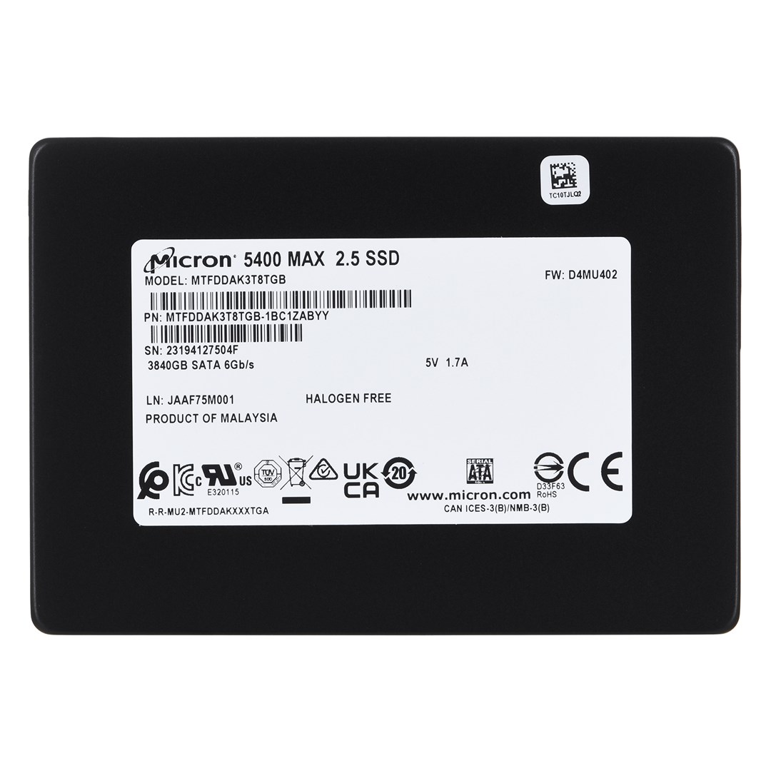 SSD Micron 5400 MAX 3.84TB SATA 2.5" MTFDDAK3T8TGB-1BC1ZABYYR (DWPD 3.4) SSD Micron 5400 MAX 3.84TB SATA 2.5" MTFDDAK3T8TGB-1BC1ZABYYR (DWPD 3.4)