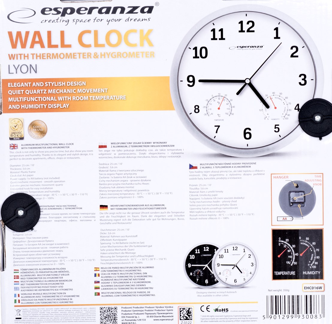 Esperanza EHC016K Mechanical wall clock Round Black Esperanza EHC016K Mechanical wall clock Round Black