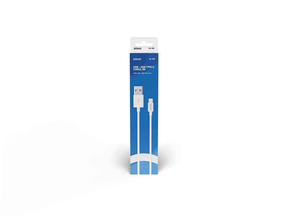 Savio CL-125 USB cable USB 2.0 1 m USB A USB C White Savio CL-125 USB cable USB 2.0 1 m USB A USB C White