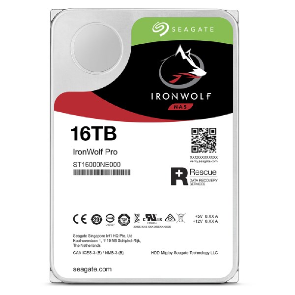 Seagate IronWolf Pro internal hard drive 16 TB 256 MB 3.5" Serial ATA III (ST16000NT001) Seagate IronWolf Pro internal hard drive 16 TB 256 MB 3.5" Serial ATA III (ST16000NT001)