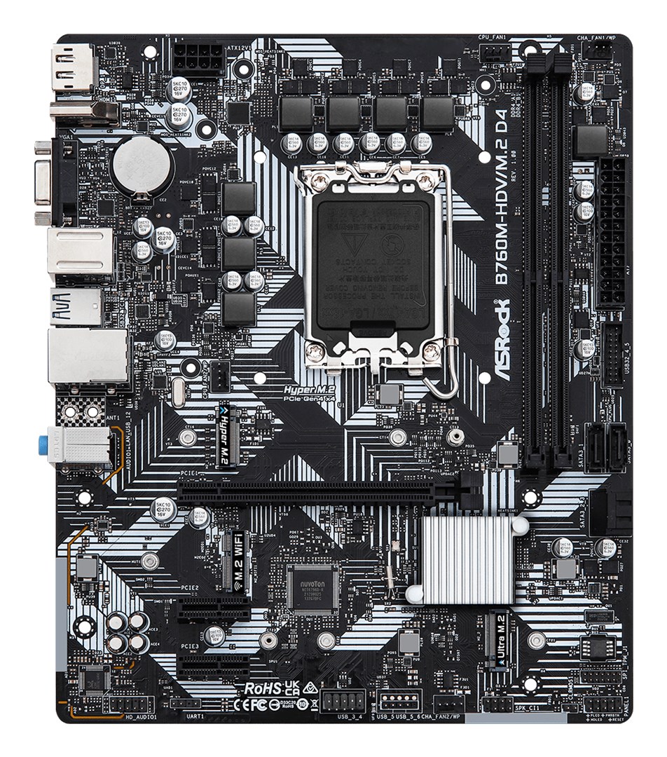Asrock B760M-HDV/M.2 D4 Intel B760 LGA 1700 micro ATX Asrock B760M-HDV/M.2 D4 Intel B760 LGA 1700 micro ATX