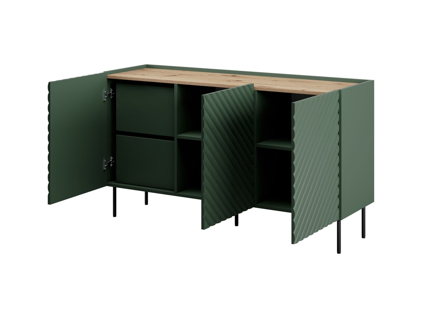 3D2SZ ONDA chest of drawers 150x45xH85 green 3D2SZ ONDA chest of drawers 150x45xH85 green