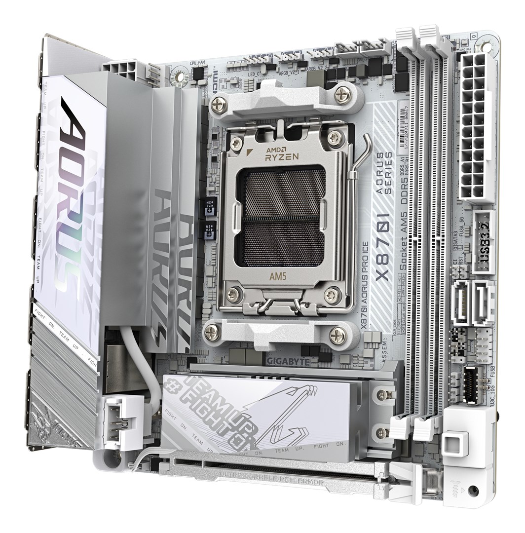 GIGABYTE X870I AORUS PRO ICE Motherboard - Supports AMD Ryzen 9000 Series CPUs, 8+2+1 phases VRM, up to 8400MHz DDR5 (OC), 1xPCIe 5.0 M.2 + 1xPCIe 4.0 M.2, WI-FI 7, 2,5GbE LAN, USB 4 GIGABYTE X870I AORUS PRO ICE Motherboard - Supports AMD Ryzen 9000 Series CPUs, 8+2+1 phases VRM, up to 8400MHz DDR5 (OC), 1xPCIe 5.0 M.2 + 1xPCIe 4.0 M.2, WI-FI 7, 2,5GbE LAN, USB 4