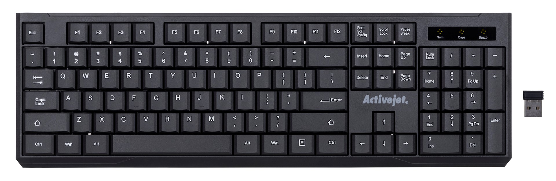 Activejet K-3911W Keyboard wireless black with 1x 1.5V AAA battery Activejet K-3911W Keyboard wireless black with 1x 1.5V AAA battery