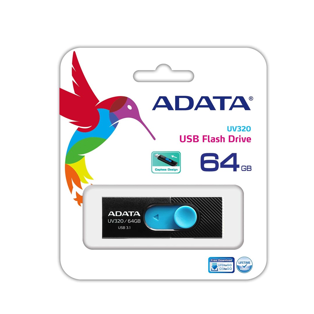 ADATA UV320 USB flash drive 64 GB USB Type-A 3.2 Gen 1 (3.1 Gen 1) Black, Blue ADATA UV320 USB flash drive 64 GB USB Type-A 3.2 Gen 1 (3.1 Gen 1) Black, Blue