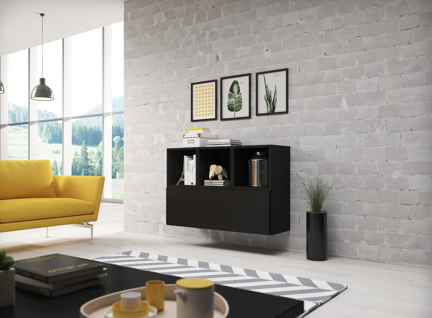 Cama living room furniture set ROCO 12 (RO1 + 3xRO6) black/black/black Cama living room furniture set ROCO 12 (RO1 + 3xRO6) black/black/black