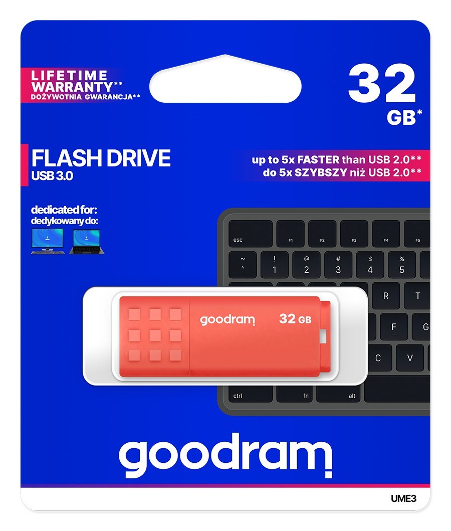 Goodram 32GB USB 3.0 USB flash drive USB Type-A Orange Goodram 32GB USB 3.0 USB flash drive USB Type-A Orange