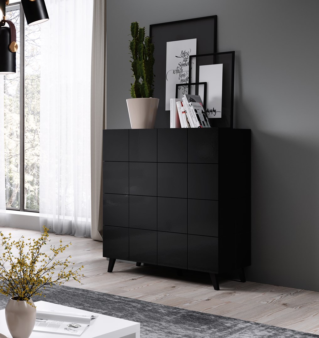 Cama chest of drawers 4D REJA black gloss/black gloss Cama chest of drawers 4D REJA black gloss/black gloss