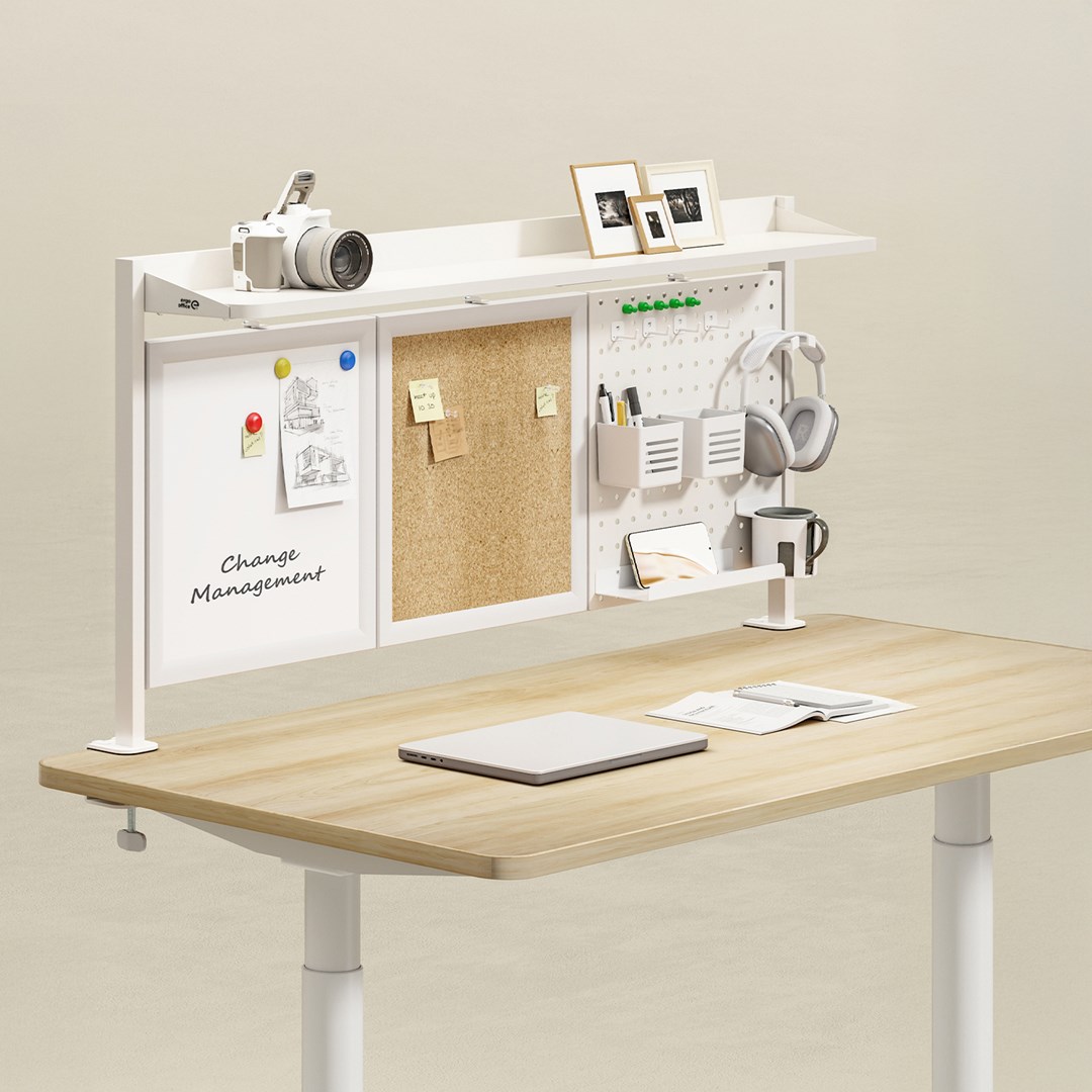 Ergo Office desk divider / organizer, max load 10kg, white and cork board, width 1250mm, white, ER-300 W Ergo Office desk divider / organizer, max load 10kg, white and cork board, width 1250mm, white, ER-300 W