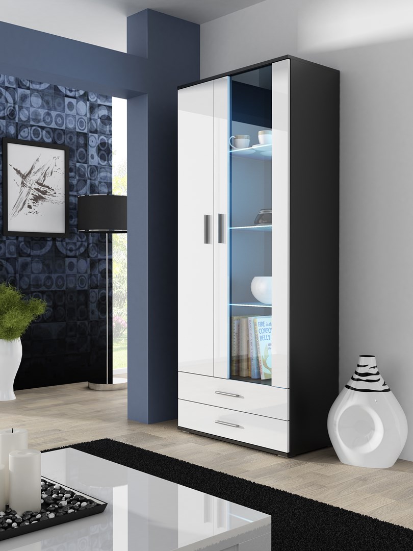 SOHO 8 set (TV180 cabinet + S6 + shelves) Black / White gloss SOHO 8 set (TV180 cabinet + S6 + shelves) Black / White gloss