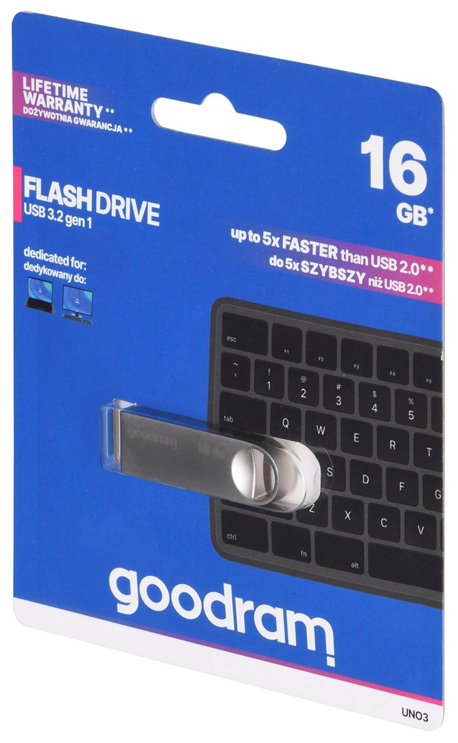 Goodram USB UNO3-0160S0R11 USB flash drive 16 GB USB Type-A 3.2 Gen 1 (3.1 Gen 1) Silver Goodram USB UNO3-0160S0R11 USB flash drive 16 GB USB Type-A 3.2 Gen 1 (3.1 Gen 1) Silver