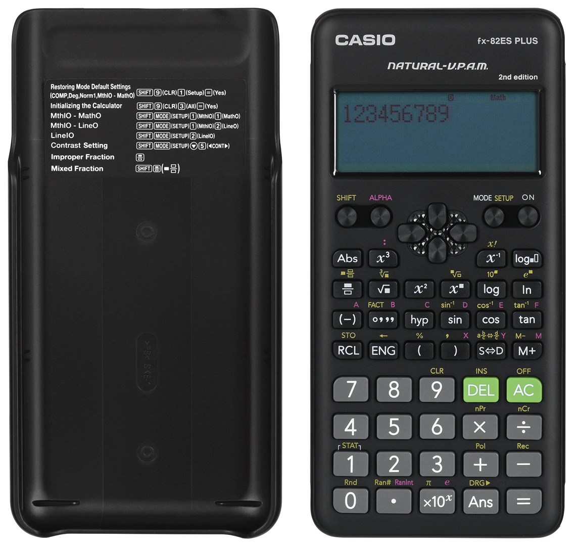 CASIO FX-82ESPLUS-2 CALCULATOR SCIENTIFIC, 252 FUNCTIONS, 77X162MM, BLACK, BOX CASIO FX-82ESPLUS-2 CALCULATOR SCIENTIFIC, 252 FUNCTIONS, 77X162MM, BLACK, BOX